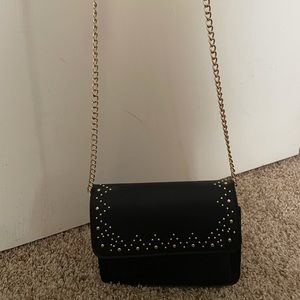 Black and gold shoulder purse